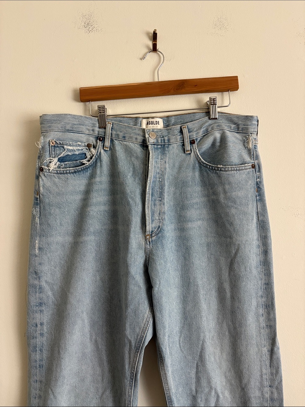 Agolde 90’s Denim Jeans Light Wash Size 32 Crop Mid Rise Loose Straight Leg Jean - Picture 9 of 9